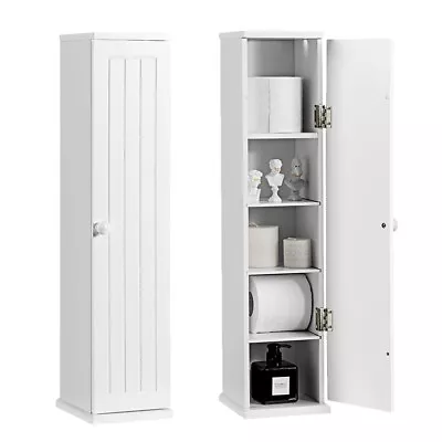 Giantex Bathroom Storage Cabinet Slim Tissue Organizer Paper Holder Toilet White • $39.95