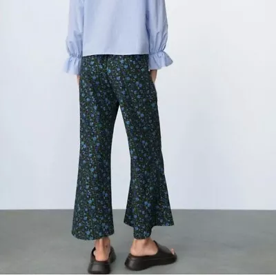 Women's Zara Ditzy Floral Wide Leg Trouser Pants SZ Medium Preppy Spring Summer • $29.99