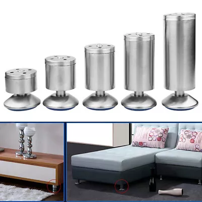 4Pcs/Set Replacement Stainless Steel Furniture Feet Cupboard Table Sofa Bed Legs • £7.58