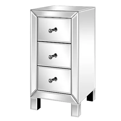 Mirrored Nightstand W/ 3-Drawers Silver Side End Table Furniture For Small Space • $106.89