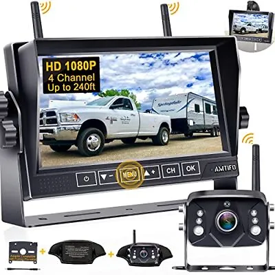 Reversing Camera Wireless HD 1080P 7 Inch DVR Touch Key Monitor Rear View Cam • £139.99