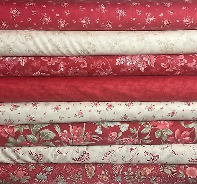 Red White Etchings Half Yard Fabric Bundle - Moda - 3 Sisters - Howard Marcus • $64.49