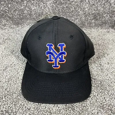 Vintage New York Mets Snapback Youth Hat 90s Logo 7 Black NWT Deadstock NOS • $24.95