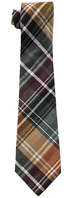 ROOSTER Mens Vintage Necktie 100% Cotton Made In USA Preppy Multicolor Plaid Tie • $27