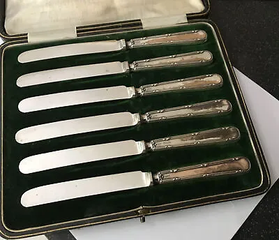 ANTIQUE MAPPIN & WEBB HM HALLMARKED SILVER 18cm DINNER BUTTER KNIVES BOX CUTLERY • $108.52