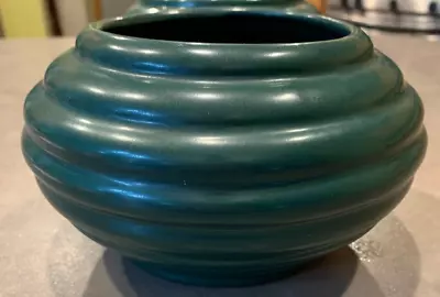 Haeger Pottery Forest Green Ribbed Planter Bowl Vase Beehive 612-57 1 ONLY READ • $25