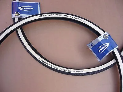 Pair Schwalbe 700x28c WHITE WALL Delta Cruiser Hybrid Road Tour Bike Bicycle • $37.32