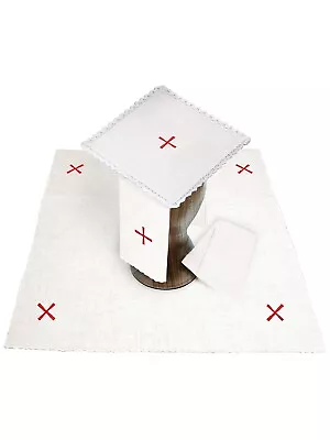 Mass Linens Set Embroidered Red Cross Pall Corporal Lavabo Purificator KKL/136 • $60.35