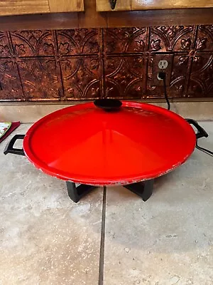 Vntg West Bend Electric Wok Red Made In Usa #5109 Tested Works 14  Guc Look   • $35