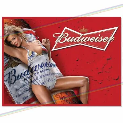 £6.99 • Buy Budweiser Bikini Girl Metal Sign