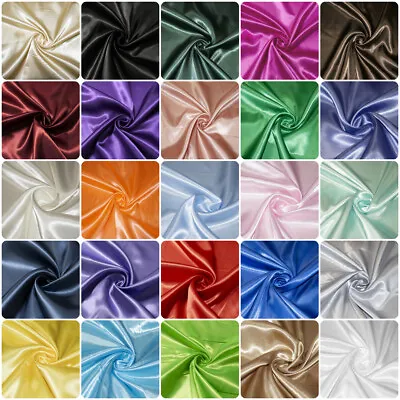 £2.75 • Buy Luxury Silky Satin Dress Craft Fabric Wedding Material 100% Polyester 150cm Wide