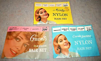 Vintage Hair Nets 50's /60's  3 Open Pkg W/ Nets Murphys Grants Carol Joanne USA • $15