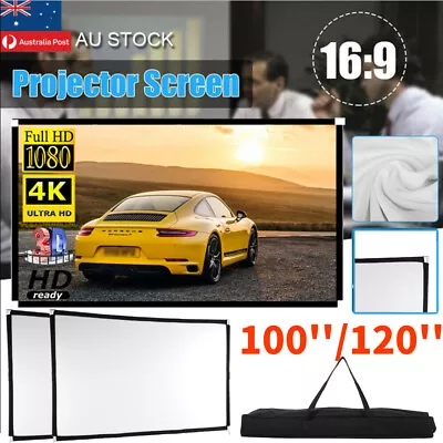 $73.89 • Buy 120/100  Tripod Projector Screen With Stand 4K HD 16:9 Home Cinema Portable AU