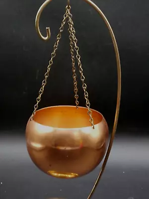 Vintage Coppercraft Guild Hanging Copper Succulent Planter W/ Brass Chains Boho • $12.99