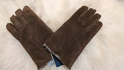 Men's Brown Suede Leather Gloves Medium Made In Korea NWT • $12
