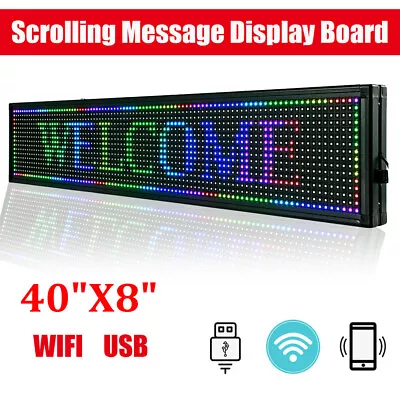 Scrolling LED Sign 40 X8  7-Color Sign Indoor Advertising Business Message Board • $76