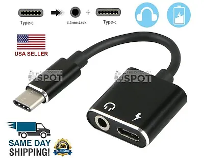 $5.21 • Buy Charger And Headphone 2 In 1 USB Type C To 3.5mm Aux Audio Cable Cord Adapter