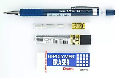 Pentel HD Heavy Duty 1.3mm Mechanical Pencil AM13 Lead & Refill Erasers Lot • $12.95