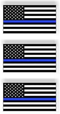 SET OF 3 Thin Blue Line American Police Flag Car MAGNET Magnetic Bumper Sticker • $6.99