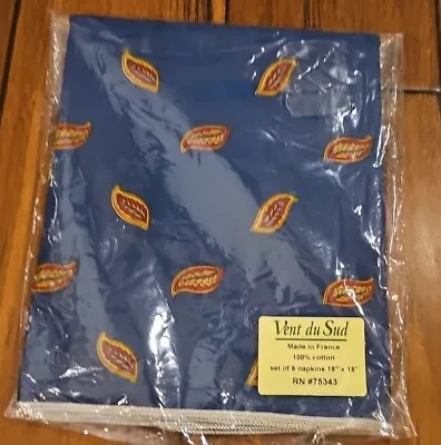 Vent Du Sud Napkins Lot Of 6  Navy Blue With Maroon Yellow Leaves 18x18 New  • $49.99