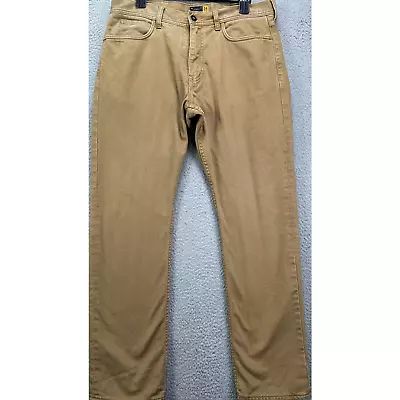 J.Crew Jeans Mens 34X30 770 Tan Flannel Lined Straight Leg 5 Pockets Denim Pants • $25.65