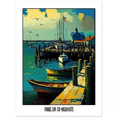 Cape Cod Painting Hyannis Massachusetts Fishing Boats Art Print Poster • $24.99