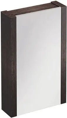 Houghton Dark Wood Effect Bathroom Mirror Single Door Cabinet Storage 500mm • £91.67