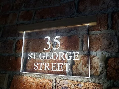 £59.95 • Buy Personalised House Sign Name Number Outdoor Led Illuminated Engraved  Acrylic.
