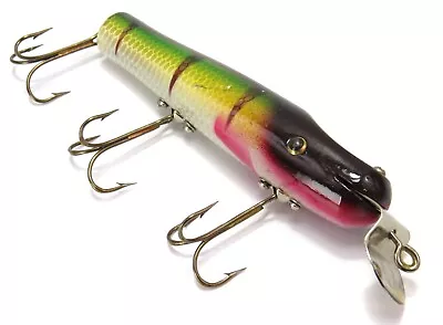 Lucky Strike Pike Minnow Vintage Metal Lipped Wood Fishing Lure Perch Scale • $17.99