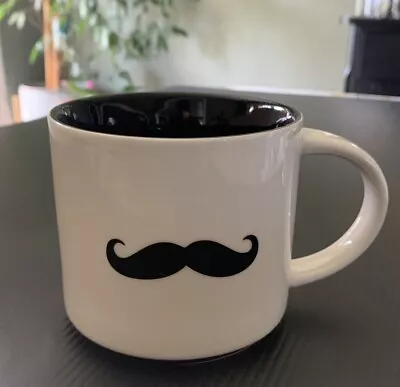 Pier 1 Imports Mustache Coffee Mug/Cup White/Black Curled Handlebar • $8.99