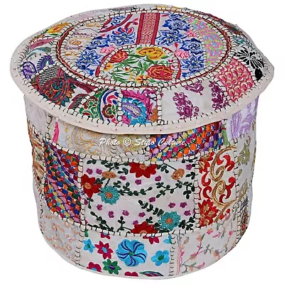 New 16 In Vintage Handmade Patchwork Pouf Cover Ottomans Stool Boho Meditation • $20.99