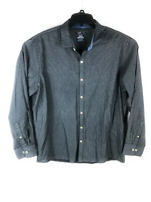 Van Heusen Button Shirt Men's Dark Blue Pattern XL Long Sleeve Cotton Blend A62 • $5