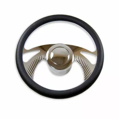 Chrome 14  Steering Wheel Billet Aluminum & Smooth Horn Button & 9 Holes Adapter • $158.68