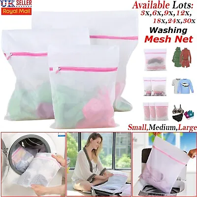 Zipped Laundry Washing Mesh Net Clothes Bra Sox Underwear Machine Wash Bags LOTS • £4.14