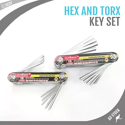 Torx Star / Hex Allen Key Set Heavy Duty Steel Folding Portable T6-T30 H1.5-H6 • $8.95