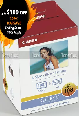 Genuine Canon KL-108 Ink+Paper Set (L Size) For Selphy CP820/CP910/CP1200/CP1500 • $98.50