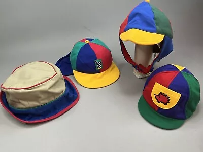 Vintage 1990s Gymboree Rainbow Primary Color Baby Infant Hats 4 Lot Dino Rhino • $65