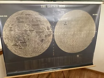 Vintage A. J. Nystrom School Wall Map Of The Earth's Moon Mis 999-10 Rare • $999.95