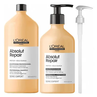 £49.99 • Buy L'Oreal Serie Expert Absolut Repair Shampoo 1500ml,Conditioner 750ml + FREE PUMP