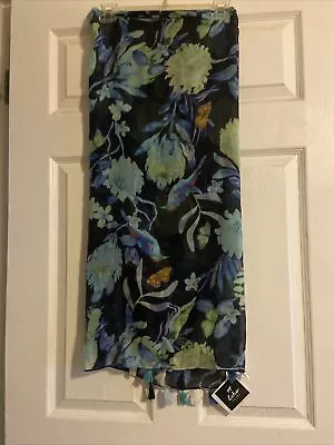 Echo Scarf/ Swim Cover Up Blue Floral NWT • $14