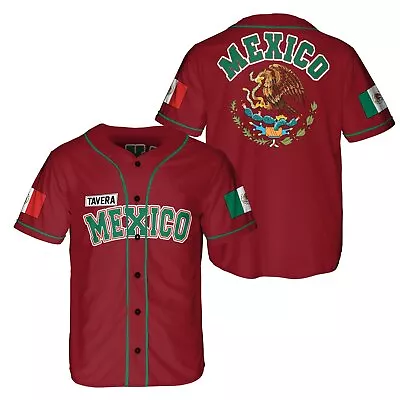 All-over Print Unisex Baseball Jersey Custom Name Mexico Jersey - Sample 10 • $27.99