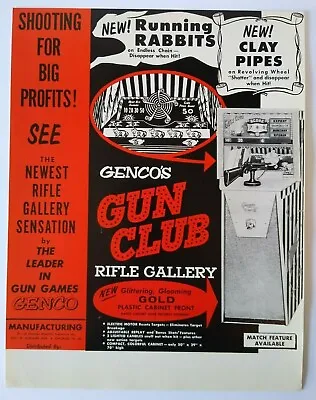 Gun Club Arcade FLYER Original Rifle Shooting Game Vintage Ephemera 1958 Genco • $28.05