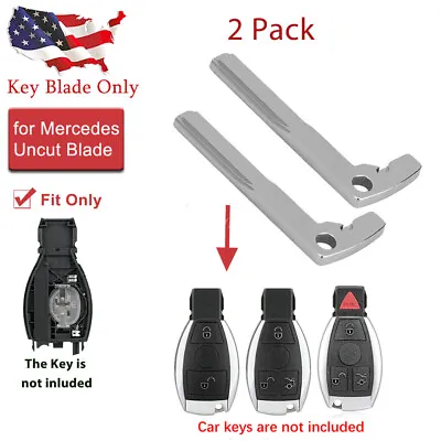 2 Smart Remote Emergency Key Uncut Blade Blank Replacement For Mercedes Benz • $9.48