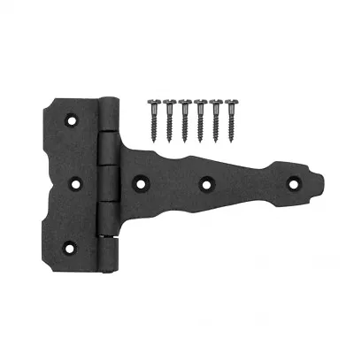 Black Cast Iron  Modern T Strap Hinge 6  L Door And Gate With Screws • $9.49