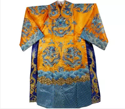 Chinese Qing Dynasty Emperors Dragon Design Dragon Robe Formal Dress Embroidery • $139.39