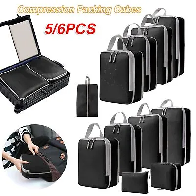 $30.99 • Buy 5-6PC Compression Packing Cubes Expandable Storage Travel Luggage Bags Organizer