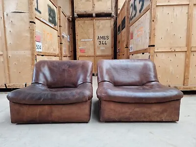 Pair Vintage De Sede Leather Lounge Chairs  • £1800