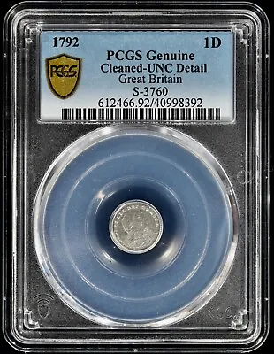 1792 George III Great Britain Silver Maundy Penny 1D PCGS UNC Detail S-3760 • $99.95