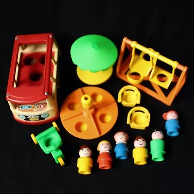 Vintage Fisher Price Little People Playground Bus Figures Lot • $55