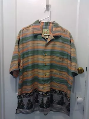 Joe Marlin Hawaiian Camp Shirt XL Pineapple Button Up Read Flaw • $6.99